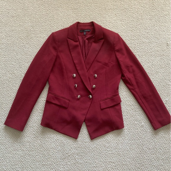 White House Black Market Dark Red Blazer Suit Jacket  Double Breasted Size 8 EUC - Picture 1 of 11